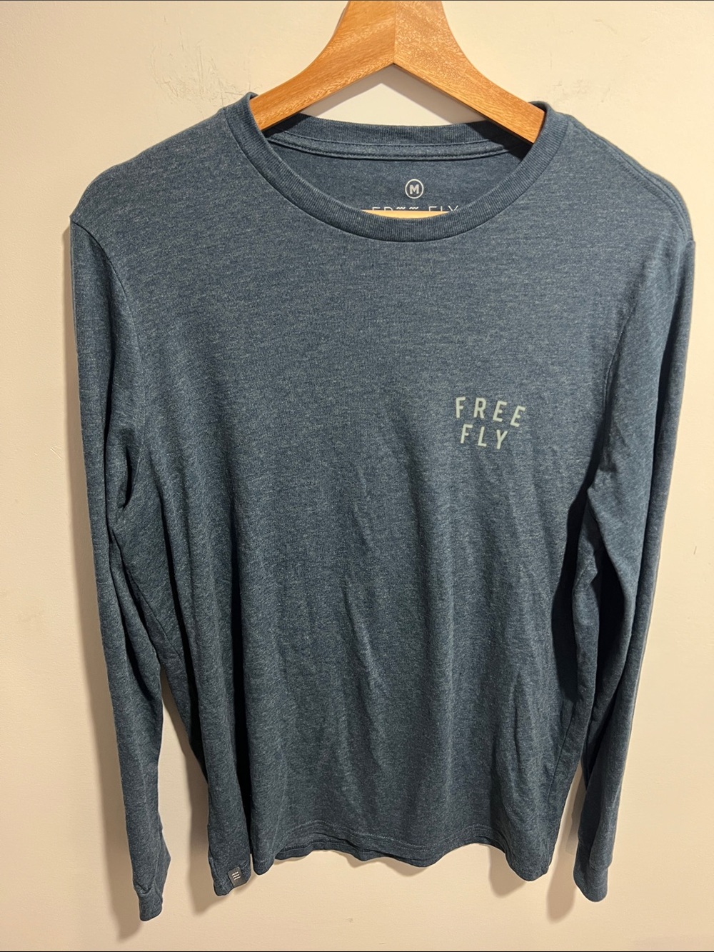 Free Fly Apparel Men's Long Sleeve Crew - Slate Blue Heather Size Medium